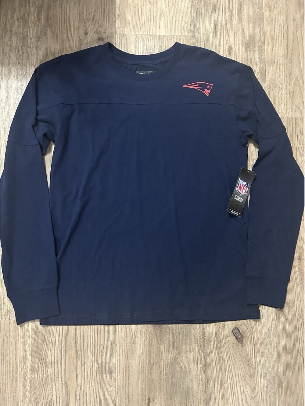 New England Patriots NFL Women's Blue Raglan Long Sleeve Tee T-shirts Size Small